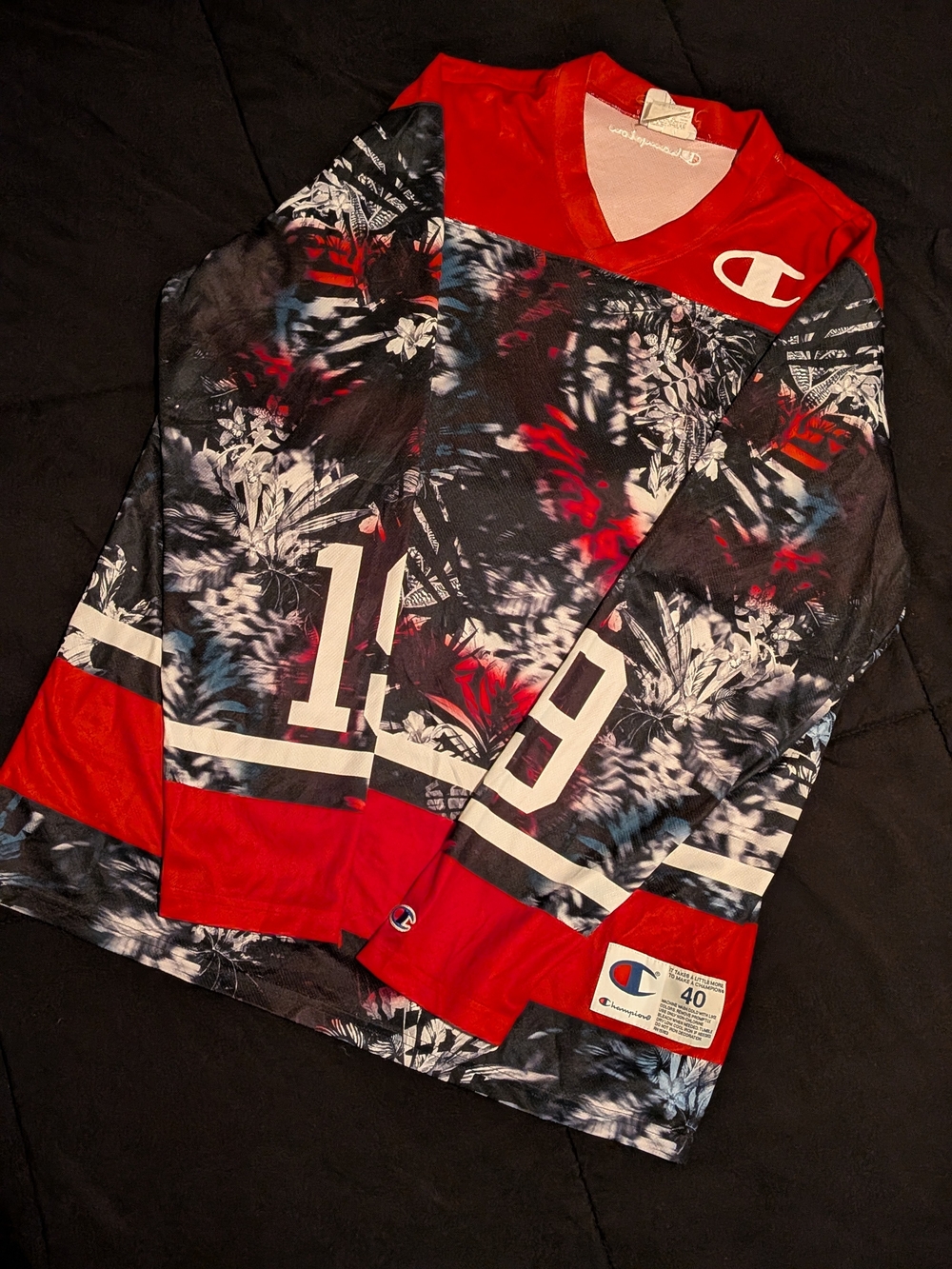Champion Men’s Red & Black Graphic Long-Sleeve Shirt